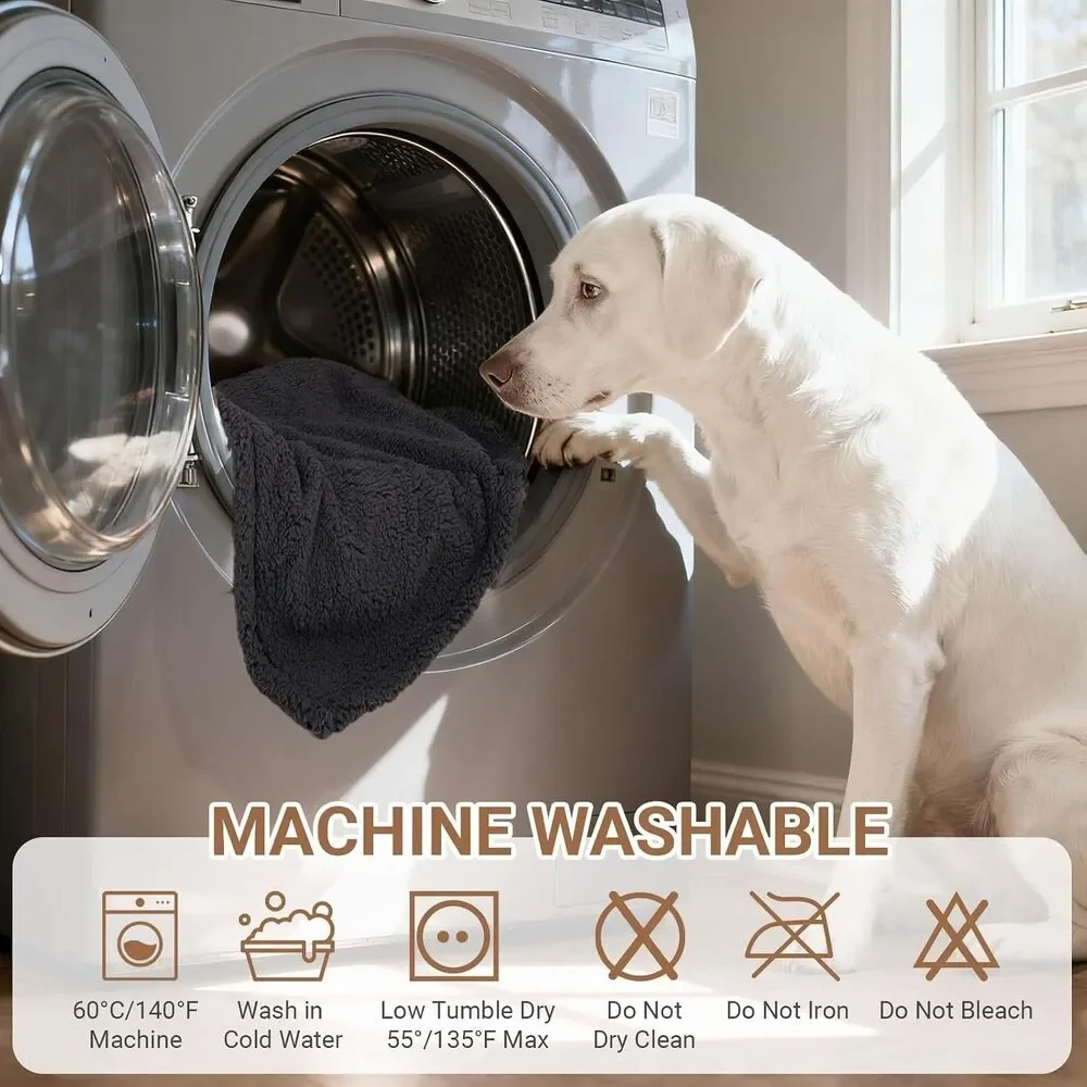 ZAKAPAWS Waterproof Dog Blanket Sherpa Fleece Large Pet Throw Gray 60x80 New